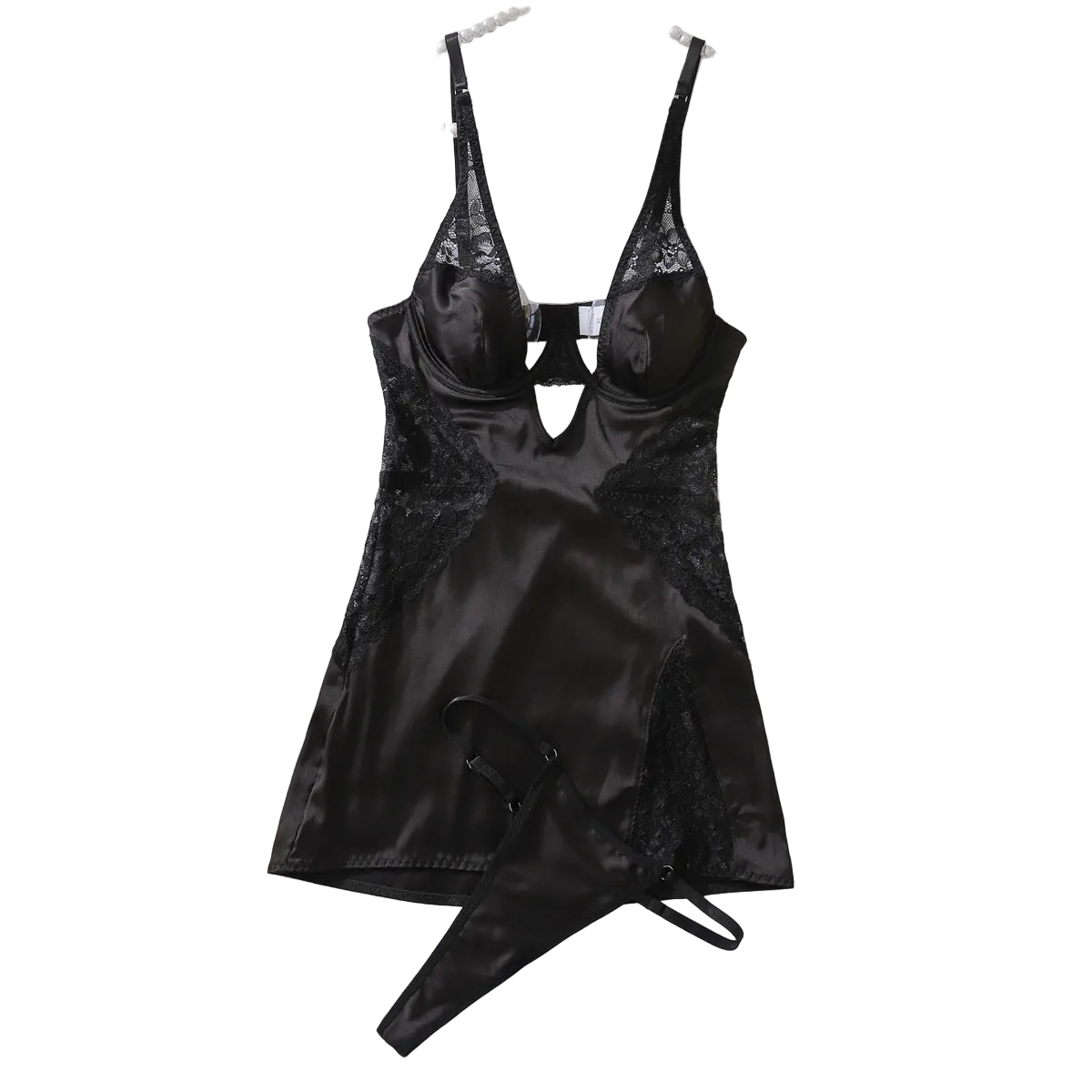 House Of Dasein New Sexy Slim Fitting Lingerie With Hollowed Out Suspender And Underwear Two Piece Set - Black - S Main image