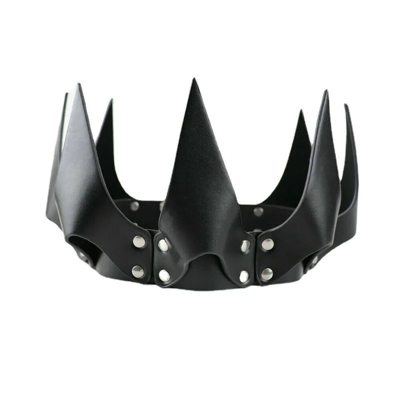 House Of Dasein Leather Crown Mask Bdsm Fetish Head Black Cosplay Adult Halloween Masquerade