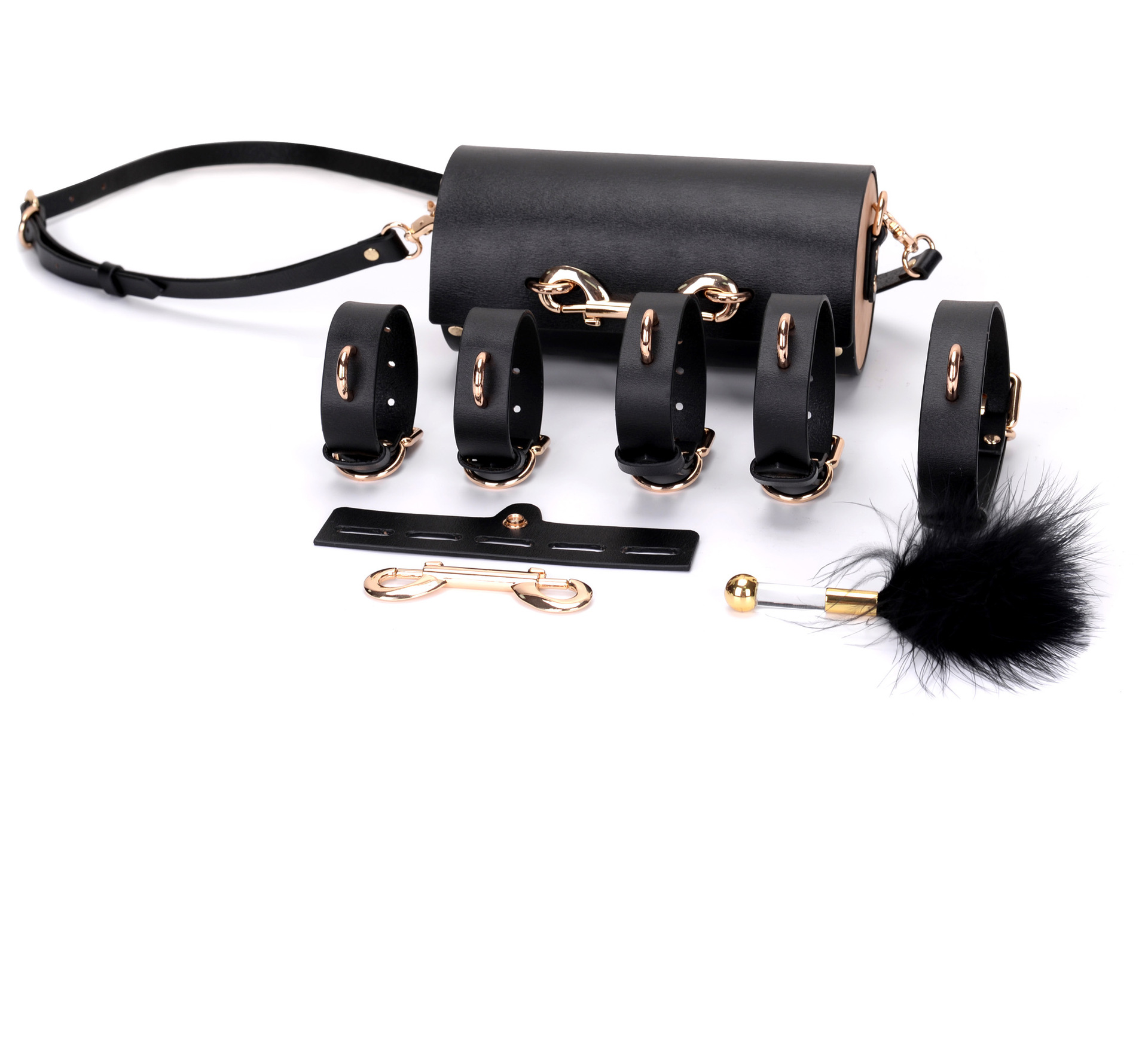 House Of Dasein Leather Bondage Restraint Set For Couples Handcuffs And Foot Cuffs Erotic Toys Adult Play Kit - Black Main image