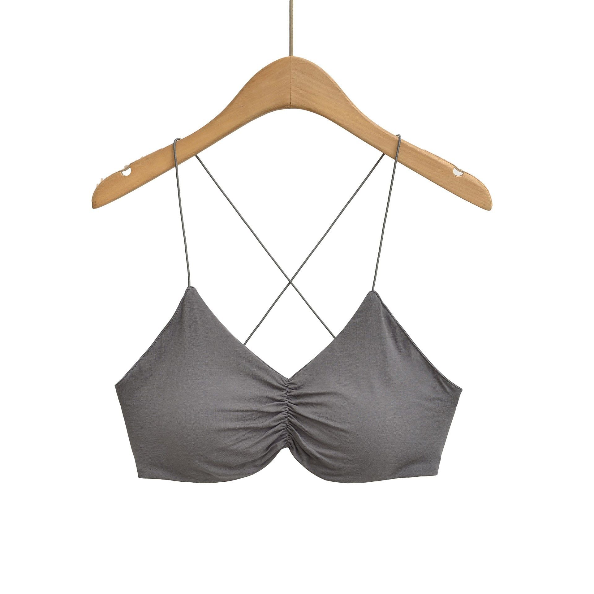 House Of Dasein Bare Back Cross Inner Sling Strapless Top - Gray - S