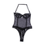 Hod Health & Home Sexy Black Zipper Fishnet Halter Neck Open Crotch Bodysuit Women - S