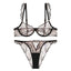 Style Lingerie Sexy Ultra Thin Pure Desire Embroidered Lace Bra Set For Large Breasts And Plus Size - Black + Briefs - S
