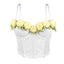 House Of Dasein Sexy French Style High-Grade Strapless Top Rose Mesh Gathered Fishbone Bustier For Women - White - 36B/80