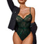 Sexy Lace Fitted Bodysuit Ultra Thin Temptation Women's Underwear - Green - M