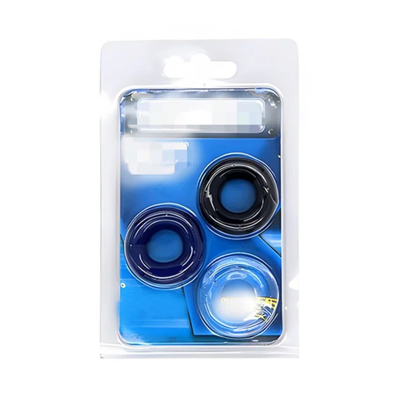 House Of Dasein 3Pcs/Set Silicone Penis Rings Adult Supplies Male Ejaculation Delay Cock Rubber Lasting Bondage Erection Sex Toys For Men - Black - Smooth