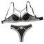 House Of Dasein Sexy Strap Small Chest Gathering Bra Set Two Piece Lingerie - Black And Silver - L