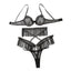 House Of Dasein Sexy Hollow Perspective Lingerie Three Piece Set - Black - L
