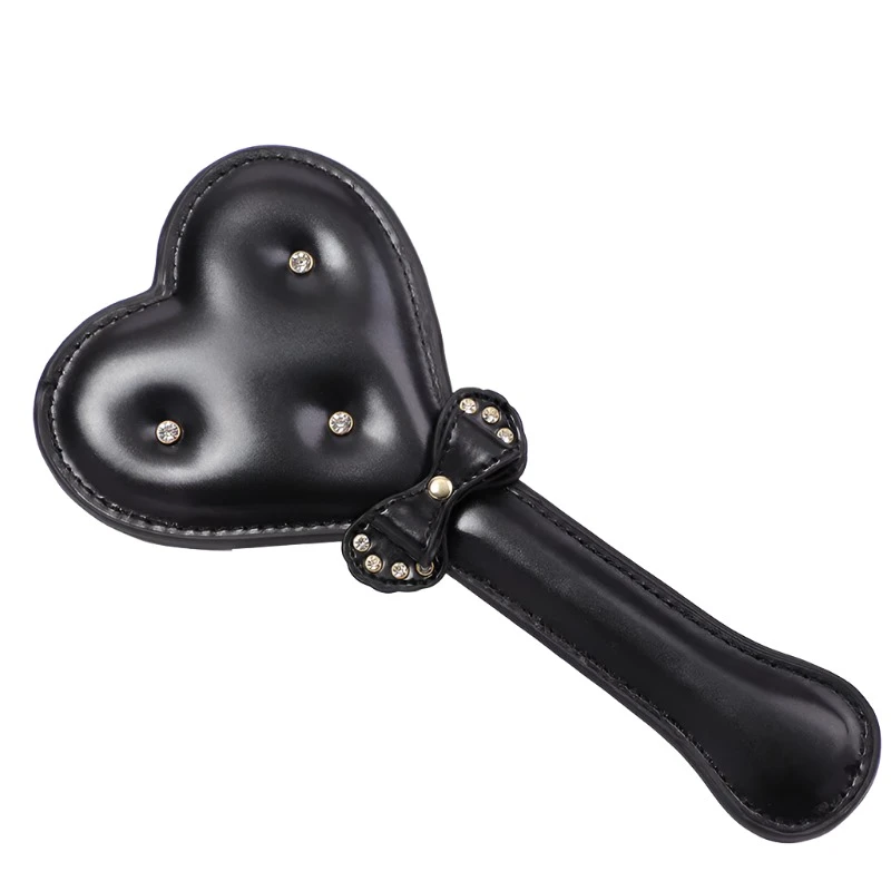 House Of Dasein Heart Shape Diamond Handle Pu Leather Bdsm Paddle - Black