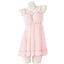 House Of Dasein Japanese Lolita Anime Girls Sweet Maid Cosplay Pink Chiffon Bandage Pajamas Sexy