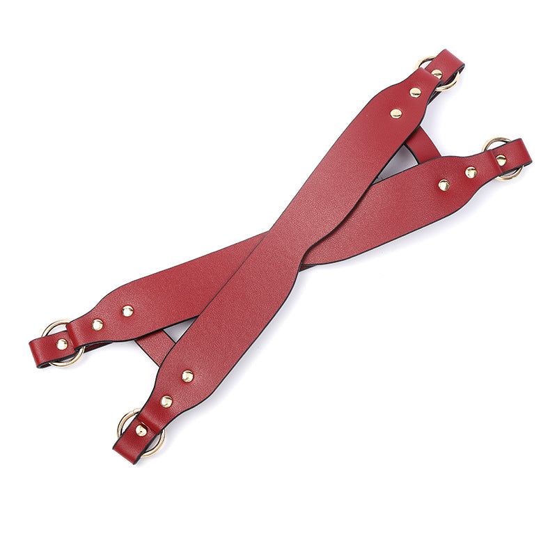 House Of Dasein Womens Leather Pu Face Mask Fantasy Fetish Black Pink Red - Red