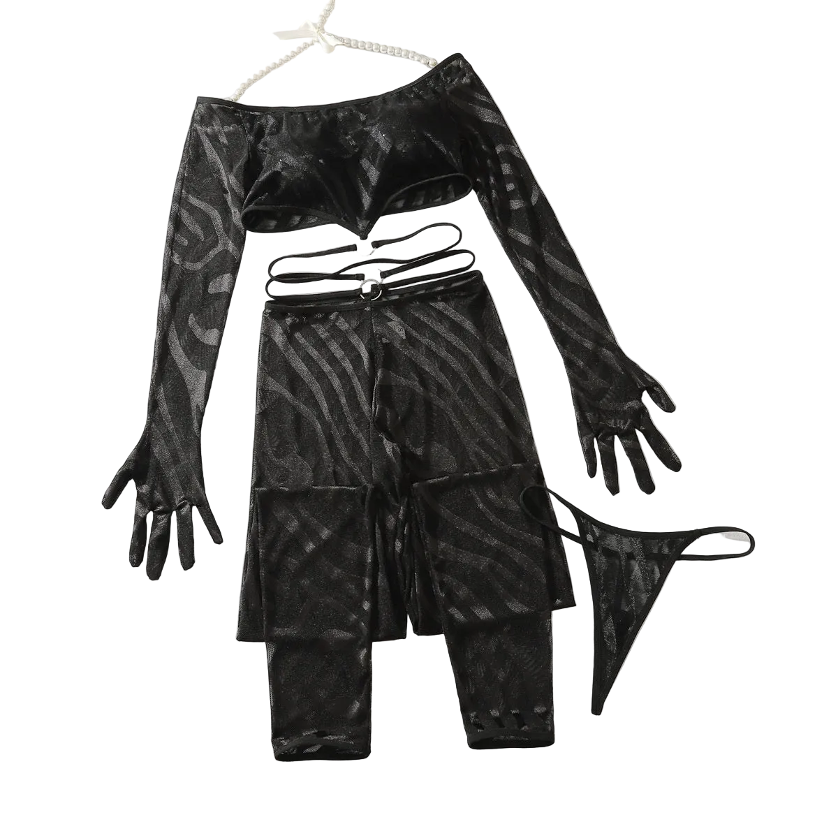 House Of Dasein Perspective Hot Girl Set Sexy Temptation Nightlife Underwear 3 Piece - Black - S Main image