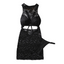 House Of Dasein Lace Two Piece Fashionable Hollow Out Backless See Through Suspender Dress - Black - S