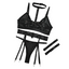 House Of Dasein Hot Selling Sexy Lingerie Three Piece Set Halter Motorcycle Gathered And Shaping Leg Straps For Women - Black - M