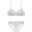 Seamless Women's Invisible Jelly Gel Fixed Cup Small Chest Gathering Soft Support Sexy Deep V Wireless Bra Set - White - Xl