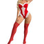 House Of Dasein Christmas Cosplay Uniform White Lace Patchwork With Mesh Stockings Sexy One Piece Lingerie Set - S