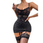 House Of Dasein Lace Sexy Romper Sheer Underwear Bodycon Skirt With Thong And Stockings - M