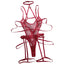 House Of Dasein Bandage Temptation Sex Set Perspective Wave Point Mesh Sexy Bareback Jumpsuit - Wine Red - S