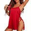 House Of Dasein Sexy Satin Strap Tie-Up Nightgown Women's Doll Dress Comfortable Silk-Like Pajamas - Red - L