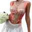 House Of Dasein Cross Border Style Spicy Girl Floral Embroidery Fitted Sexy Bra Corset Lace Up Back Top - Orange Pink - L