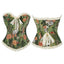 House Of Dasein Green Floral Print Boned Corset Front Busk Closure Bowknot Bandage Victorian Style