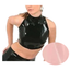 House Of Dasein Latex Catsuit Female High Collar Bare Midriff No Zip Sleeveless Customised - Baby Pink - Xxl