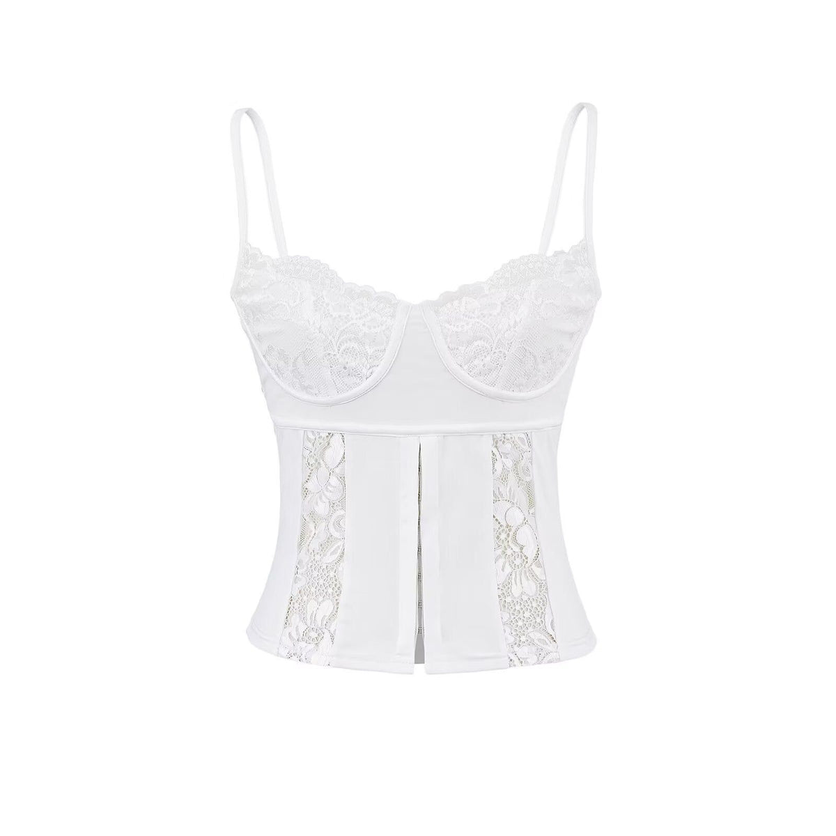 House Of Dasein Slim Fit Hollow-Out Lace Camisole With Snap Buttons - White - M Main image