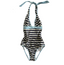 Striped Triangle Cup Bra Set Simple And Versatile With Padded Fixed Backless Underwear For Women - Stripe - L