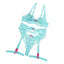 House Of Dasein Embroidered Mesh Splicing Perspective Sexy Lingerie Four Piece Set - Green - L