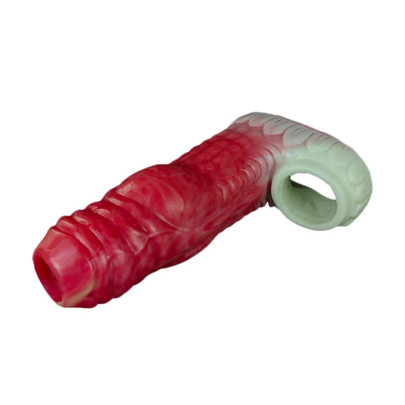 House Of Dasein Flexible Silicone Cock Extender Penis Sheath Men - Red/White