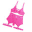 House Of Dasein Cross Hollow Straps Sexy Perspective Mesh Gathering Fun Lingerie Four Piece Set - Rose Red - M