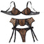 House Of Dasein Splicing Sexy Leopard Print Set Low Cut Gathering Lingerie Three Piece - Leopard Print Color - L