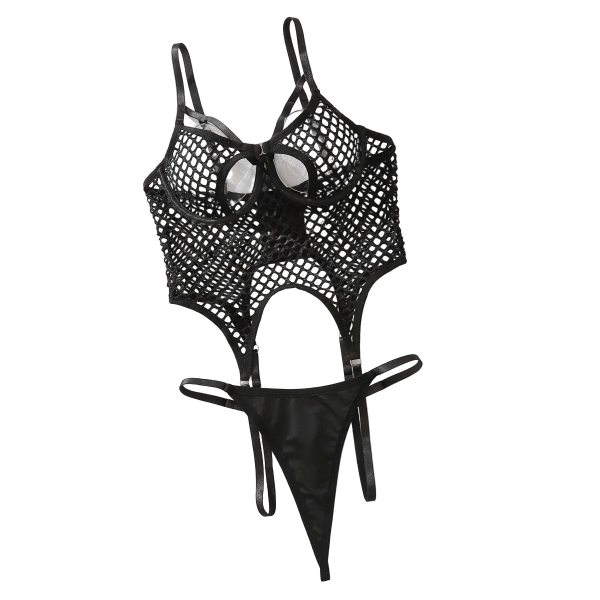 House Of Dasein Sexy Hollowed Out Fishing Net Bra See Through Erotic Lingerie Underwear - Black - L