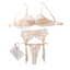 House Of Dasein Sexy Lace Bra Set Mesh Perspective Pure Desire Lingerie Underwear Three-Piece - Champagne - M