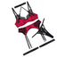 House Of Dasein Sexy Set Embroidered Splicing Lace Body Shaping Underwear Four Piece - Black And Red - L