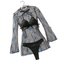House Of Dasein Sexy Hot Girl Set Mesh Perspective Pure Desire Free Temptation Underwear Three-Piece - Black Blue - S