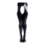 House Of Dasein Shiny Leather Pantyhose Solid Colour Glossy Crotchless Stockings - Black - S