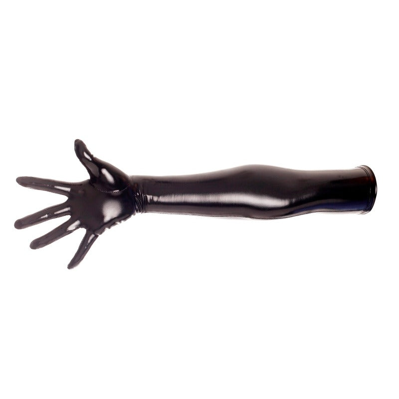 Hod Health & Home Shiny Patent Leather Faux Latex Long Gloves Cosplay Costume Fetish Bdsm - Black - M (70Cm)