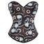 House Of Dasein Skull Print Gothic Corset Front Busk Closure Lace Up Boned Plus Size Xs-Xl