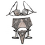 House Of Dasein Perspective Fun Set Embroidered Fishbone Lace Sexy Gathering Underwear Four Piece - Black Skin Color - S