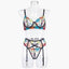 House Of Dasein Delicate Sheer Floral Sexy Lingerie Set Bra Garter Belt Panties Size Cm Under - L