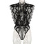 Sexy Lace Splicing Deep V-Neck Slimming Bodysuit Black - Black - S