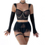 House Of Dasein Cross-Border Pure Desire Style Pink Sexy Transparent Mesh Skirt Uniform With Gloves Erotic Underwear Set - Black - M
