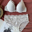 Sexy Women's Underwear Front Closure Backless Small Chest Gathering Bra Anti-Sagging Plus Size Lace Set - White - S