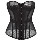 House Of Dasein Fish Bone Gothic Mesh Net Patchwork Satin Overbust Corset Xs - S