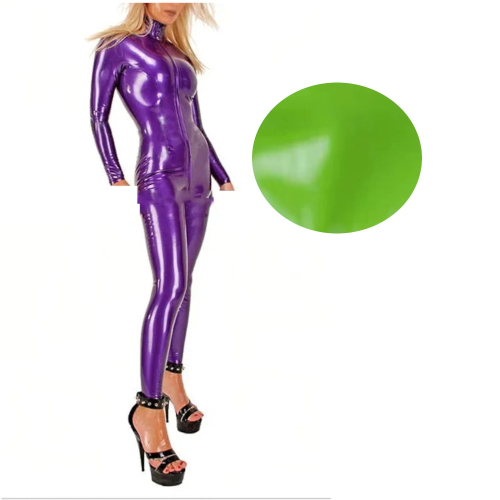 House Of Dasein Latex Catsuit Handmade Rubber Bodysuit With Front Crotch Zip For Women - Green - Xxl