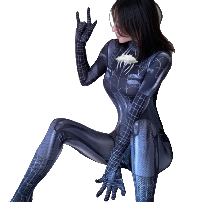 House Of Dasein Sexy Spiderman Mj Women Cosplay Zentai Suit Open Crotch Bodysuit - Black - L