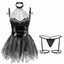 House Of Dasein Womens Sexy See Through Soft Yarn Spider Little Devil Patent Leather Girdle Uniform Seat - Without Stockings