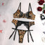 House Of Dasein Internet Celebrity Hot Selling Sexy Wild Leopard Lace Splicing Comfortable Three-Piece Set - Leopard Print - S