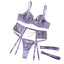 House Of Dasein Elegant 3 Piece Set For Women Transparent Sexy Embroidered Chain Lace Underwear Suit - Light Purple - L