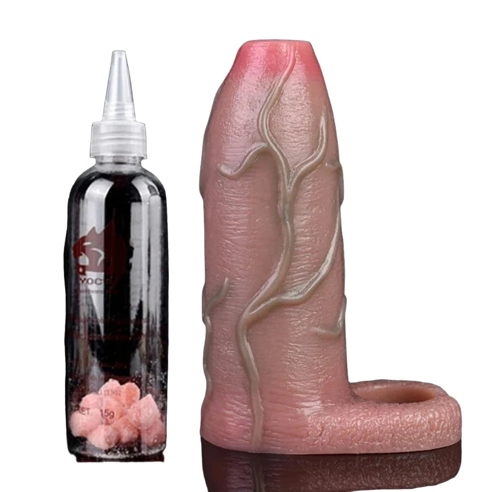House Of Dasein Faak Silicone Penis Sleeve Realistic Dildo Sheath Cock Enlargement Ring Sex Toys For Men Skin Touch Male Masturbator - Sleeve And Lubricant